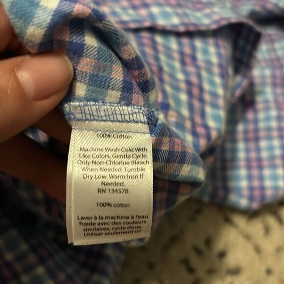 VINEYARD VINES Girls Size 12 Pink and Blue Plaid Cotton Flannel Shirt Dress - Picture 5 of 5